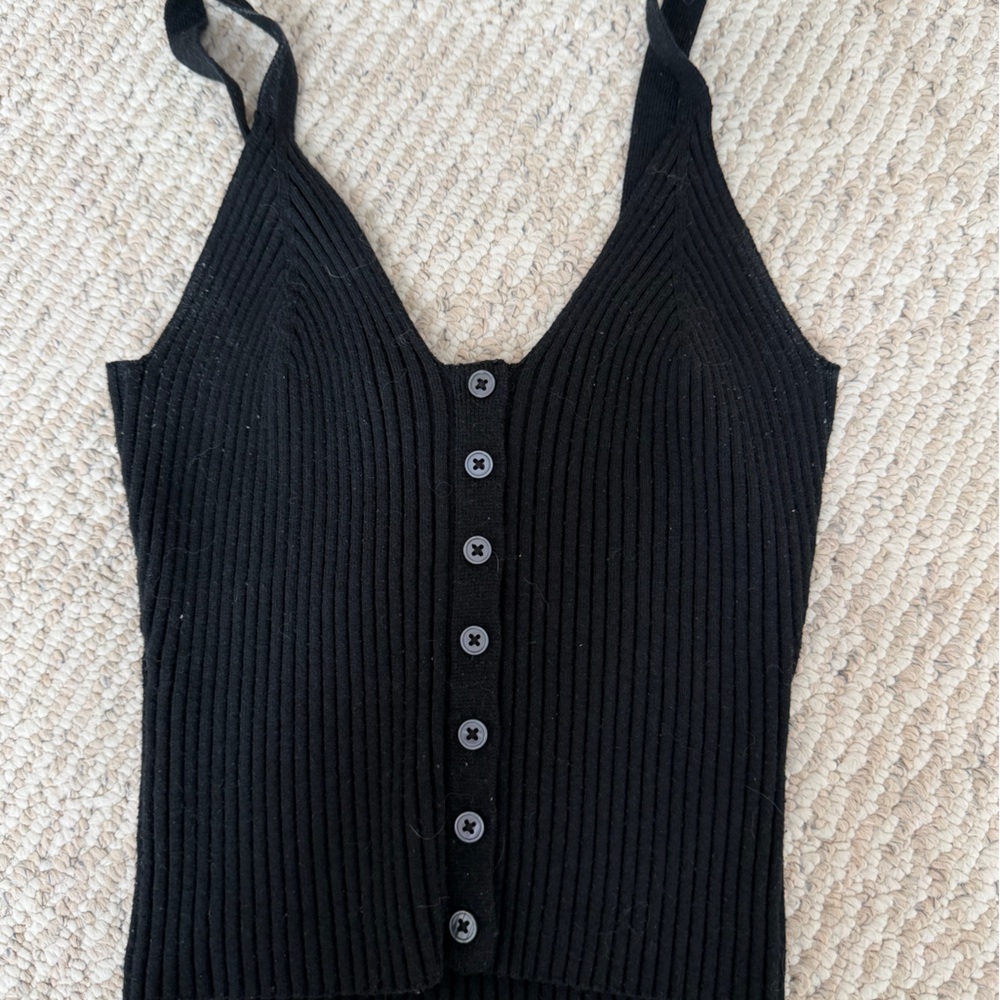 Aerie Black Ribbed Tank Top